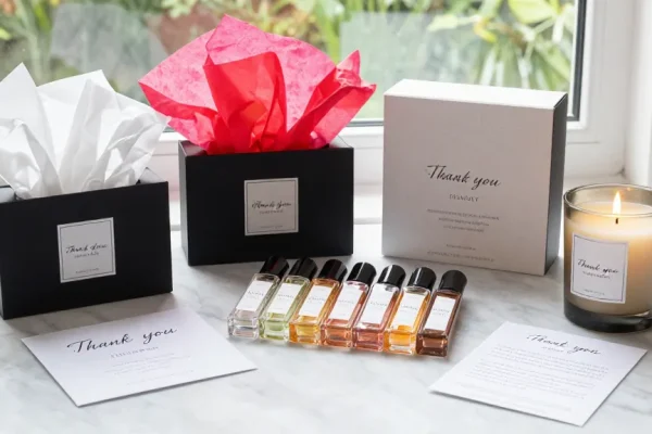 Monthly scent subscription for fragrances sample review and unboxing experience on e-commerce platform.